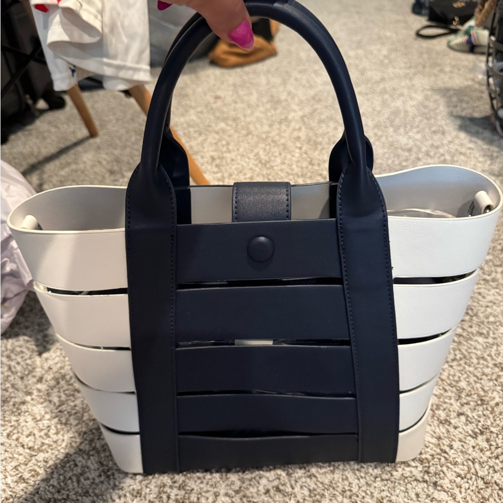 Navy and White Striped Tote Bag